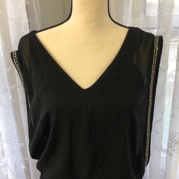 🎄Black collection  v neck beaded design dress SZ M - Picture 7 of 14